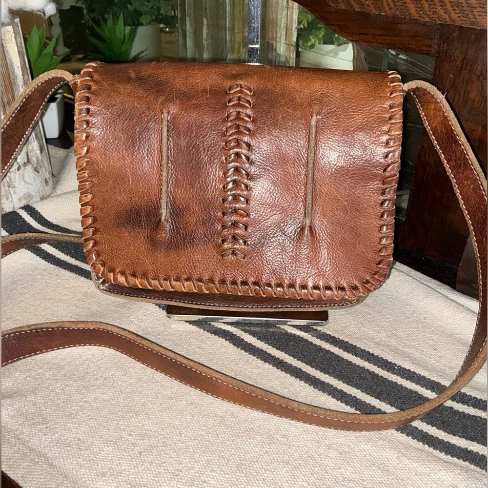 Bed Stu Leather Frankie Crossbody Shoulder Bag Teak Rustic Brown Retail $175